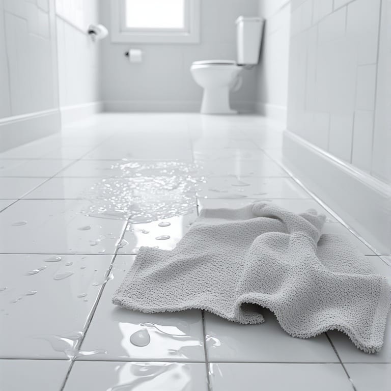 Wet bathroom floor hazard